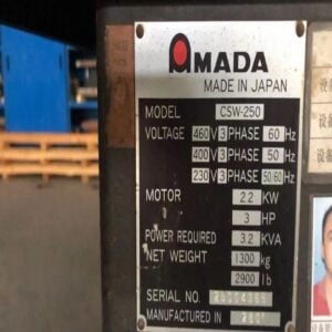  AMADA CSW-250 Hydraulic Notcher 